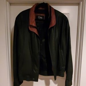 LEATHER DOUBLE COLLAR BOMBER STYLE JACKET